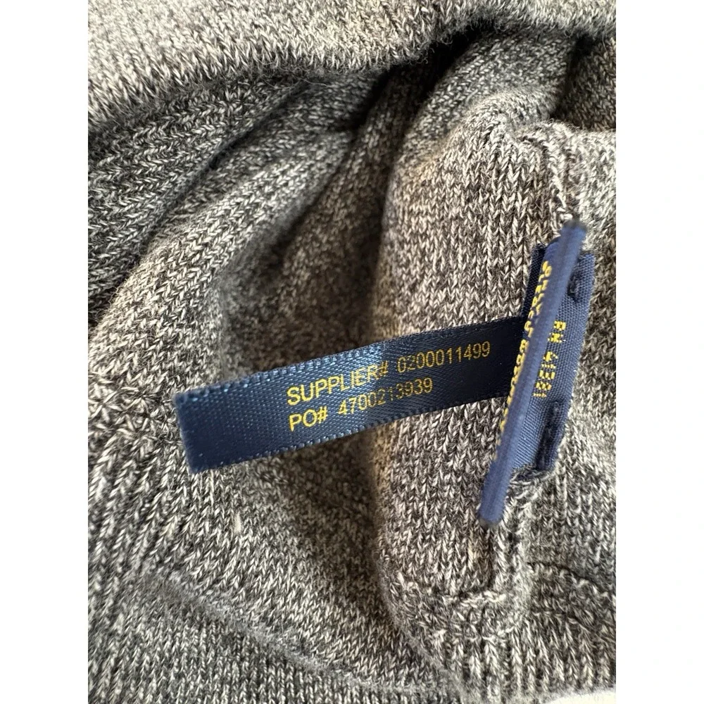 Polo Ralph Lauren Gray Cotton Crewneck Sweater Quiet Luxury Preppy Dark Academia